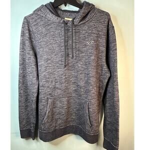 Vintage Hollister Men's Pullover Hoodie heathered blue seagull logo Medium